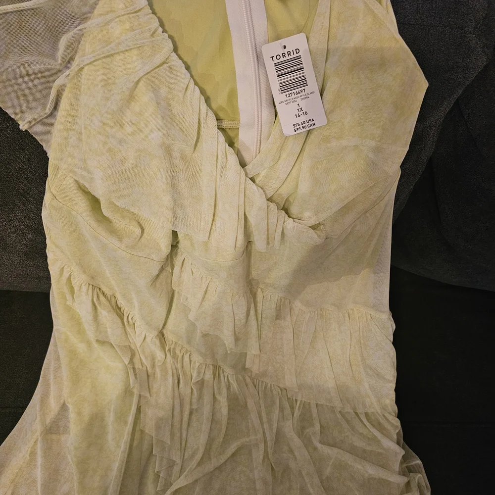 💚City Chic Asymmetrical Lime Dress Size S (16)💚 Plus Size - Picture 3 of 3